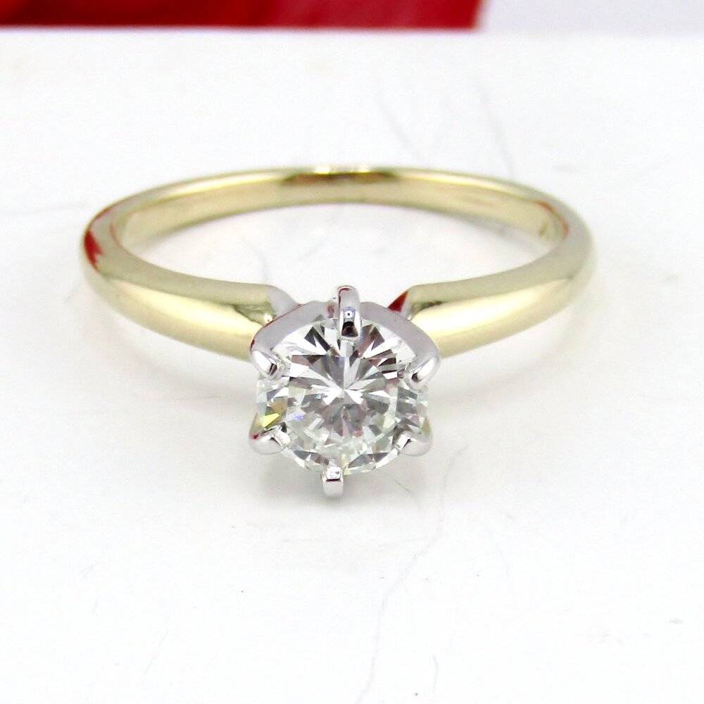 Natural Diamond Solitaire Engagement Ring 14k Yellow Gold Sz  4.75 Genuine Real